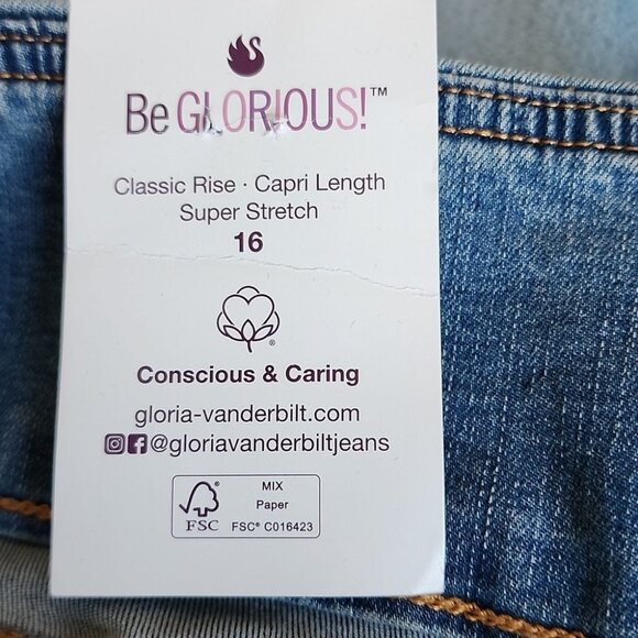 NWT Gloria Vaderbuilt Slimming Capri Blue Jeans Size 16 - Picture 5 of 9